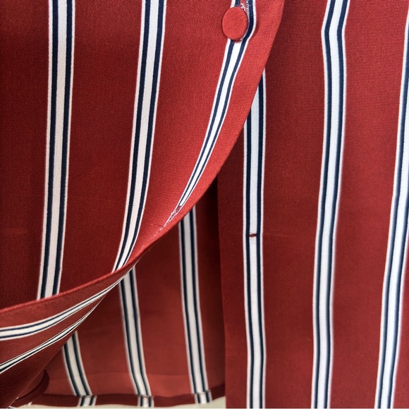 The Standard Stripe Silk Button-Up Shirt in Burnt Henna Multi Size XS - Picture 4 of 12